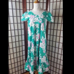 COPY - Vtg Royal Creations HI Muumuu Cap Sleeve Aquamarine Sz S/M